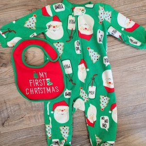 3-6mth christmas sleeper and bib